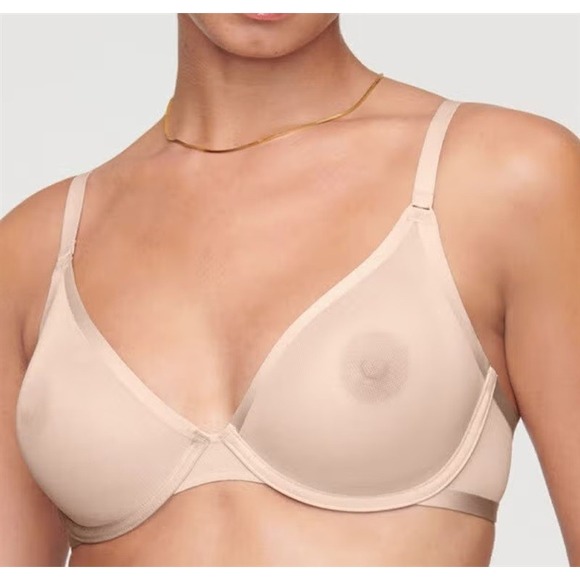 NWOTD CUUP 36F The Plunge Mesh Ivory Sheer Underwire Bra 126410 - Picture 4 of 6